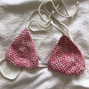 Pink and white crochet Sauipe Top